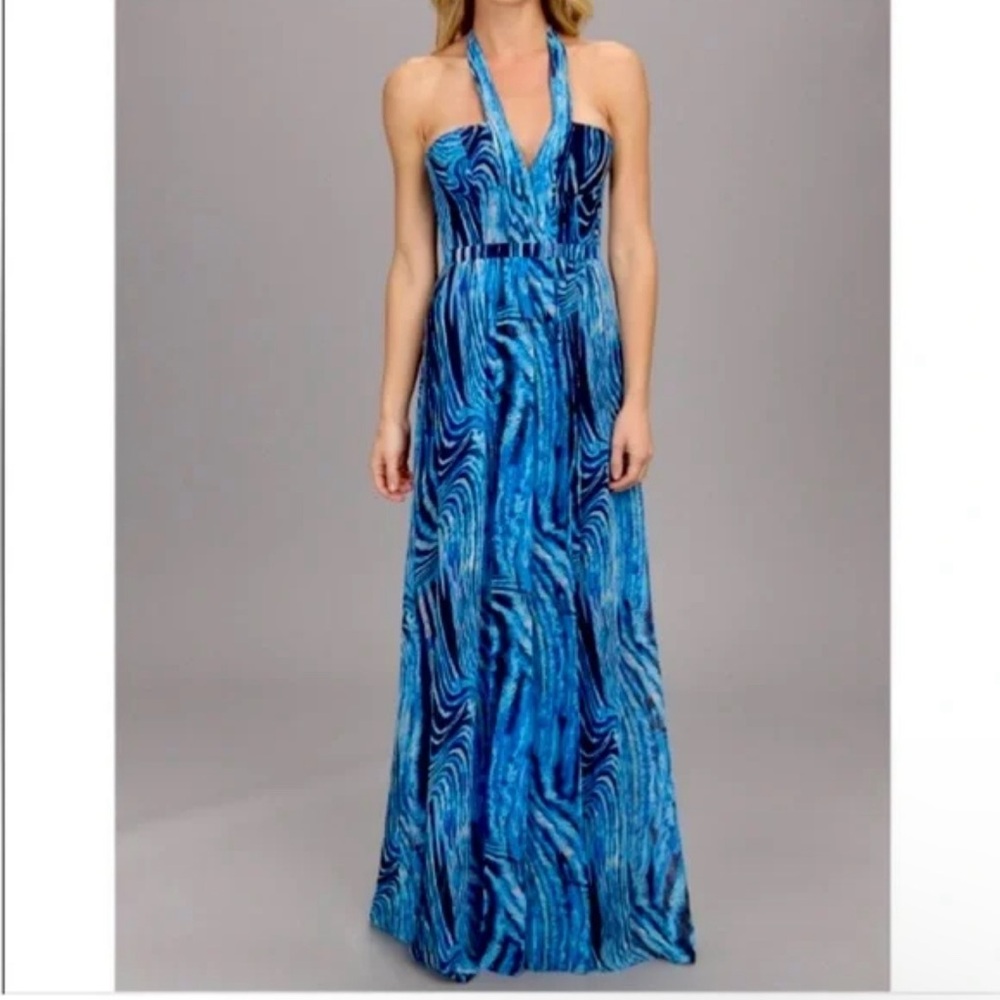 Bcbgeneration Vibrant Blue Patterned Maxi Dress - image 1
